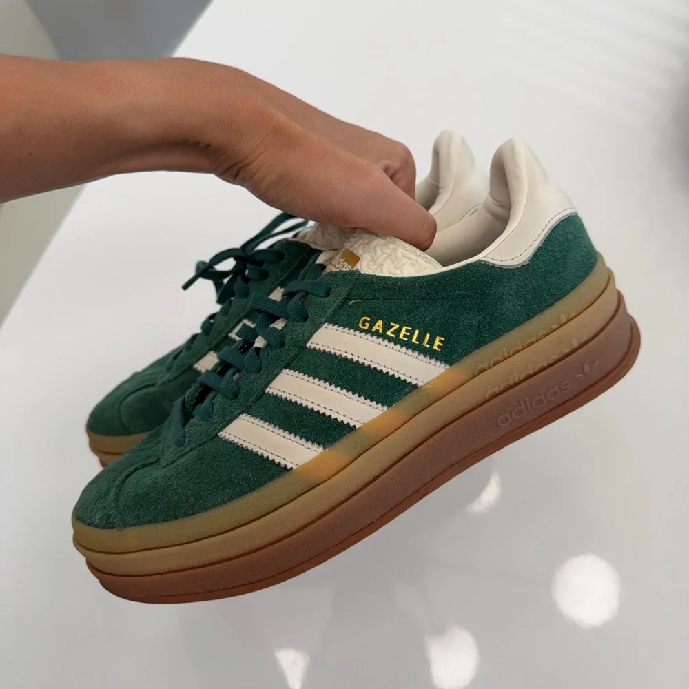 Adidas Gazelle Green and White Women's Sneakers - Picture 1 of 8